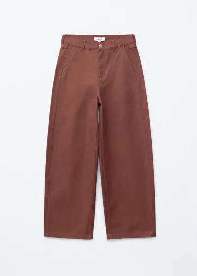 & Other Stories Relaxed Wide-leg Cotton Trousers In Brown