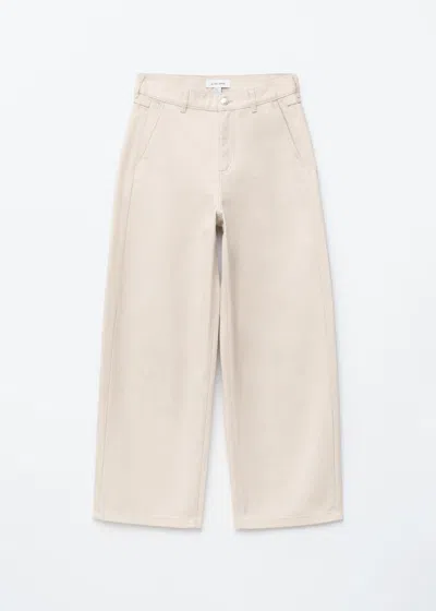 & Other Stories Relaxed Wide-leg Cotton Trousers In Neutral