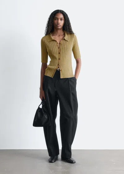 & Other Stories Rib-knit Lurex Top In Yellow