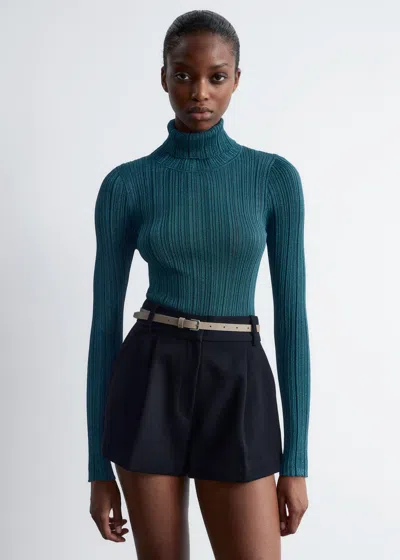 & Other Stories Rib-knit Lurex Turtleneck In Blue