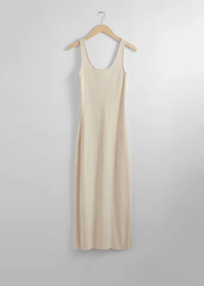 & Other Stories Rib-knit Tank Midi Dress In Beige