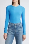 & Other Stories Rib Long Sleeve Cotton T-shirt In Blue