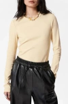& Other Stories Rib Long Sleeve Cotton T-shirt In Beige Dusty Light