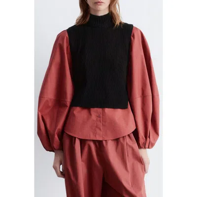& Other Stories Rib Mock Neck Bib Collar In Black