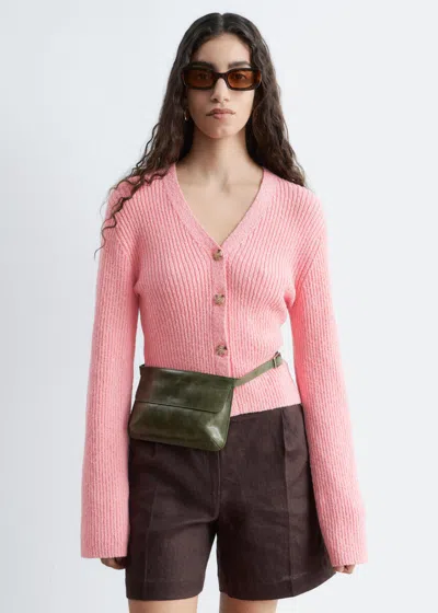 & Other Stories Ribbed Cotton Cardigan In Animal Print