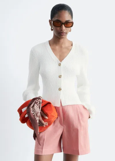 & Other Stories Ribbed Cotton Cardigan In White