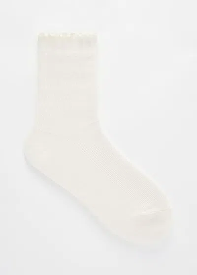 & Other Stories Ribbed Frill Socks In White