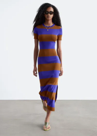 & Other Stories Ribbed Knit Long Dress In Purple