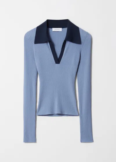 & Other Stories Ribbed Polo Top In Blue