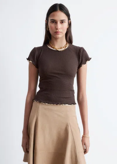 & Other Stories Ribbed Wool T-shirt In Brown