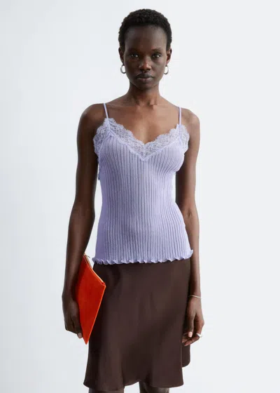 & Other Stories Rib-knit Lace Camisole In Purple