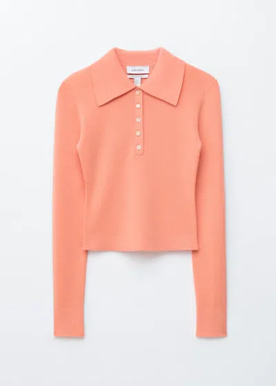 & Other Stories Rib-knit Merino Polo Top In Orange