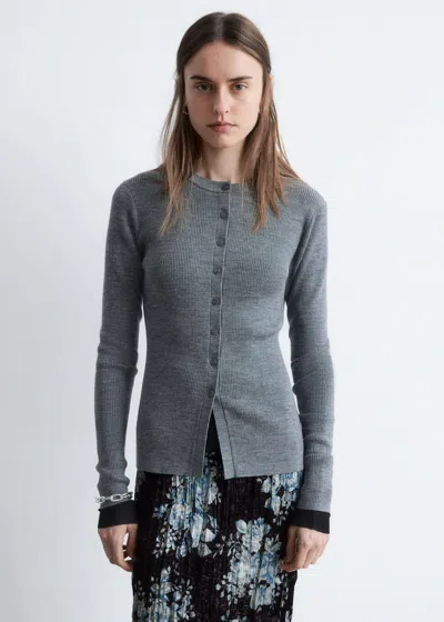 & Other Stories Rib-knit Merino Wool Cardigan In Gray