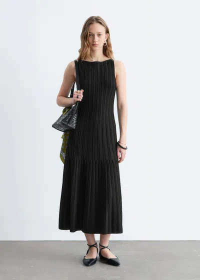 & Other Stories Rib-knit Midi Dress In Black
