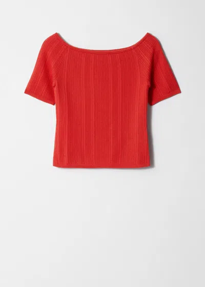 & Other Stories Rib-knit Off-shoulder Top In Red