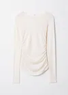 & Other Stories Ruched Boatneck Top In White
