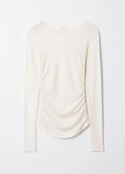 & Other Stories Ruched Boatneck Top In White