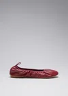 & Other Stories Ruched Leather Ballet Flats In Red