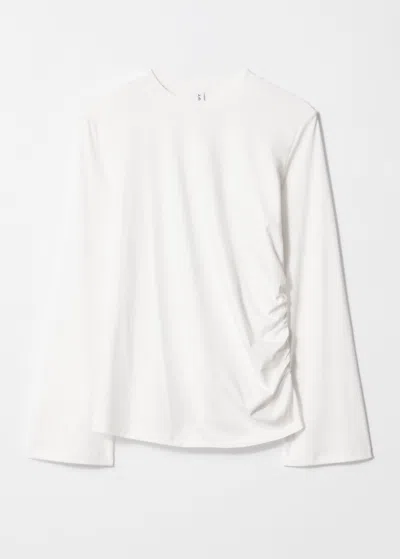 & Other Stories Ruched Long-sleeve Top In White