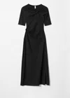 & Other Stories Ruched Midi Dress In Black