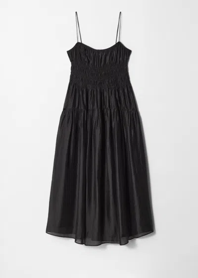 & Other Stories Ruched Midi Dress In Black
