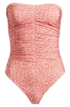 & Other Stories Ruched Strapless One-piece Swimsuit In Pink