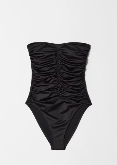 & Other Stories Ruched Swimsuit In Black