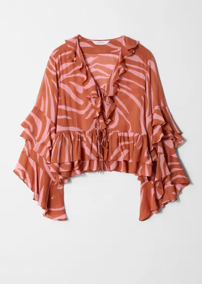 & Other Stories Ruffle Blouse In Orange