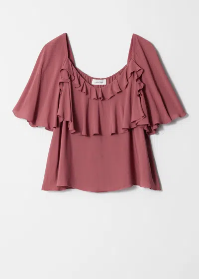 & Other Stories Ruffle Blouse In Red