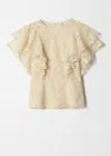 & Other Stories Ruffle Lace Blouse In Beige