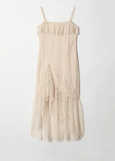 & Other Stories Ruffle Lace Midi Dress In White