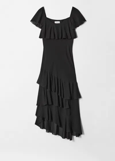 & Other Stories Ruffle Maxi Dress In Black