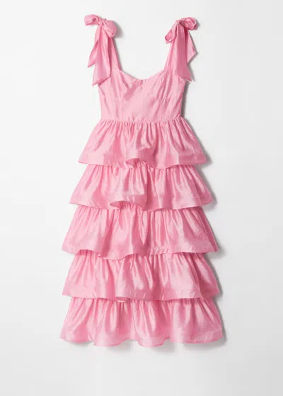 & Other Stories Corset Front Tiered Maxi Dress In Pink