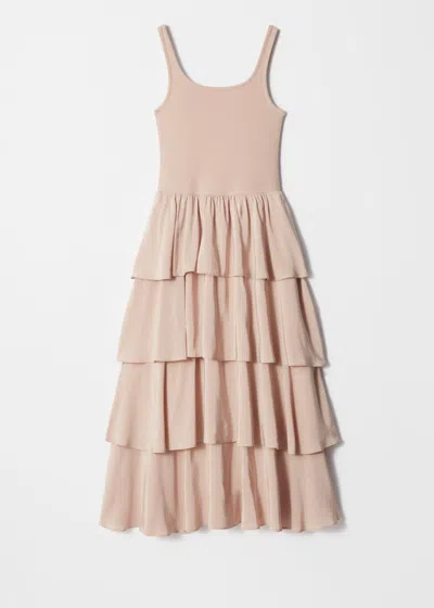 & Other Stories Ruffle Midi Dress In Neutral