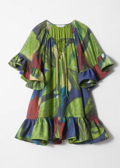 & Other Stories Ruffle Mini Dress In Green