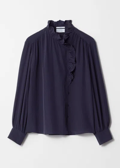 & Other Stories Ruffled Blouse In Blue