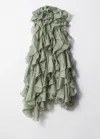 & Other Stories Ruffled Chiffon Midi Dress In Green
