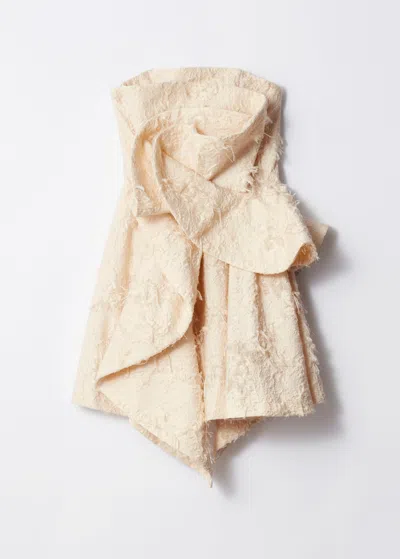 & Other Stories Ruffled Jacquard Mini Dress In White