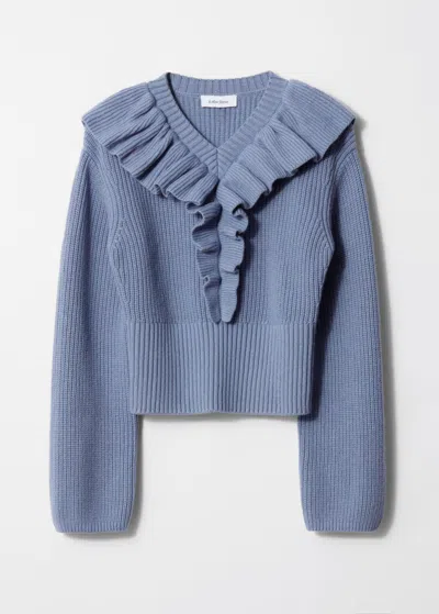 & Other Stories Ruffled Jumper In Blue