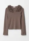 & Other Stories Ruffled Merino-blend Top In Beige