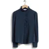 & Other Stories Ruffled Mulberry Silk Blouse In Blue