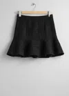 & Other Stories Ruffled Tweed Mini Skirt In Black