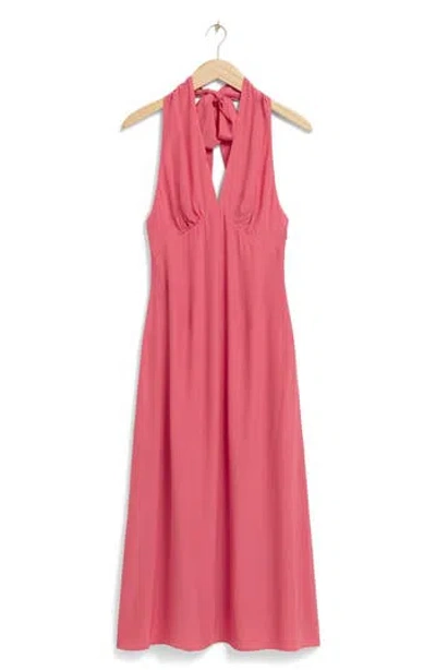 & Other Stories Santana Halter Dress In Pink