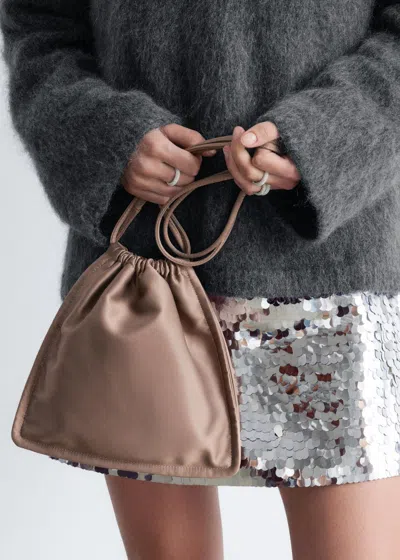& Other Stories Satin Drawstring Bag In Brown