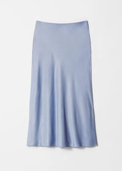 & Other Stories Satin Midi Skirt In Blue