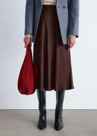 & Other Stories Satin Midi Skirt In Brown