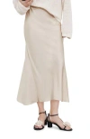 & Other Stories Satin Midi Skirt In White Dusty Light