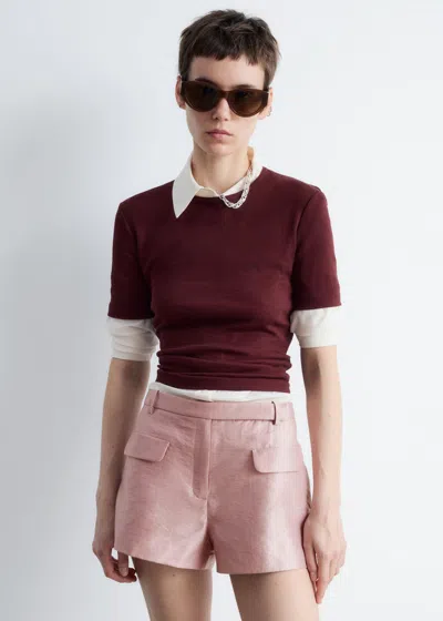 & Other Stories Satin Mini Shorts In Burgundy