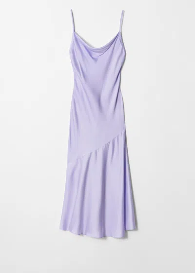 & Other Stories Satin Slip Midi Dress In Blue