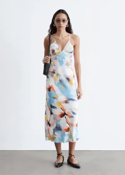 & Other Stories Satin Slip Midi Dress In Multi